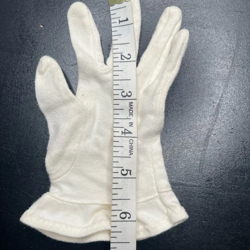 💕Bundle 3 for $20 Vintage Classic 6.5” small White Cotton Gloves ruffle edge